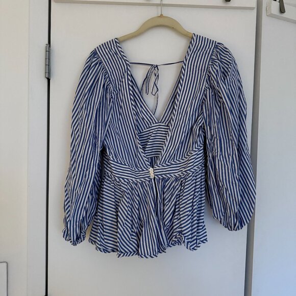 Staud Luna Top - Blue & White (Size 10) - Picture 3 of 4